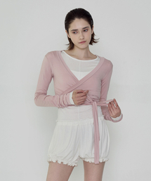 DEVIWEAR（デヴィウェア）の「バレエストラップカーディガン DEVI-T0048-サーモンピンク（カーディガン/ボレロ）」