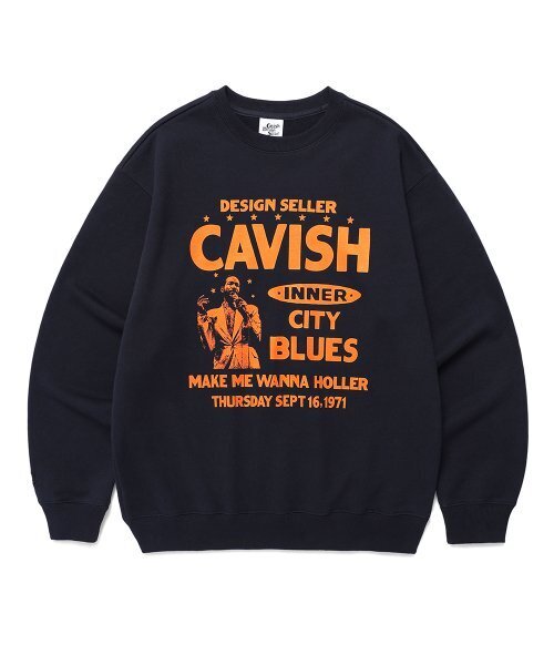 Cavish(カビシ)の「CITY BLUES SWEATSHIRT NAVY(CV2ESUM441A)(スウェット・レディース・ネイビー・LARGE/MEDIUM/SMALL/X-LARGE)」の1枚目の写真