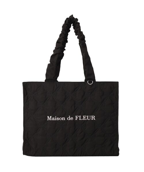 Maison de FLEUR(メゾンドフルール)の「【WEB限定カラーあり】ギャザーハンドルリボンキルティングトート(トートバッグ・レディース・ピンク/ブラック/アイボリー・FREE)」の7枚目の写真