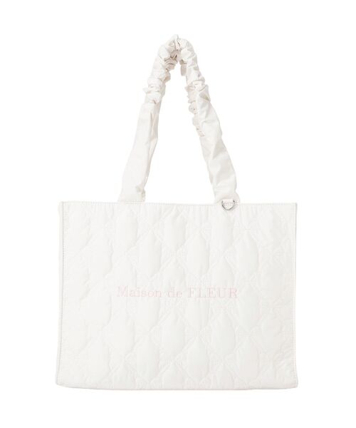 WEB限定カラーあり】ギャザーハンドルリボンキルティングトート