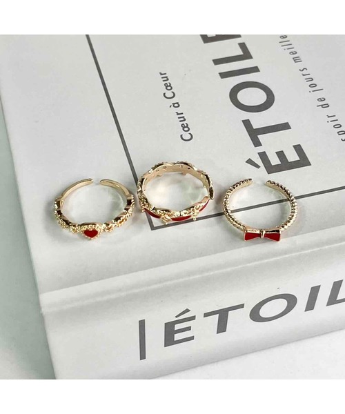 tone（トーン）の「【88eighty-eight】ゴールドレッドレトロヴィンテージ リング3点セット【import】(MA)（リング・レディース・ゴールド・FREE）」の5枚目の写真