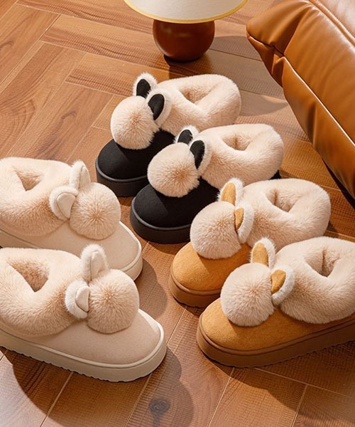 gossip!ロサンゼルス(ゴシップロサンゼルス)の「ふわもこファー付き うさぎポンポン 厚底スリッパブーツ レディース 2 カラー 秋冬ルームシューズ 防寒(ブーツ・レディース・ブラウン/ブラック・38-39/36-37)」の14枚目の写真