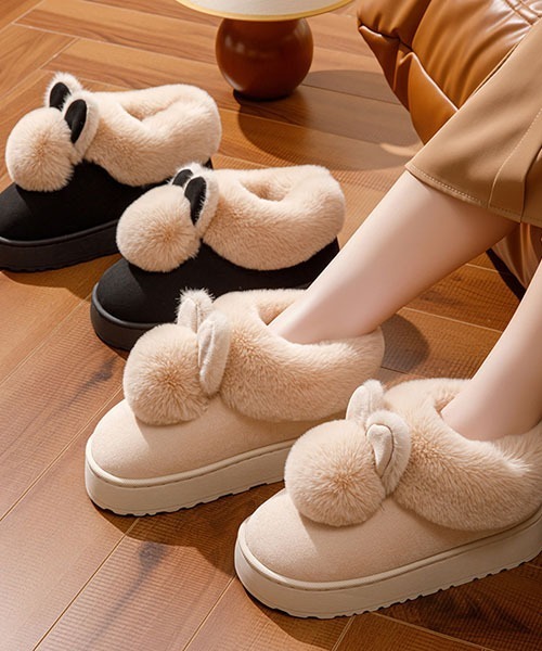 gossip!ロサンゼルス(ゴシップロサンゼルス)の「ふわもこファー付き うさぎポンポン 厚底スリッパブーツ レディース 2 カラー 秋冬ルームシューズ 防寒(ブーツ・レディース・ブラウン/ブラック・38-39/36-37)」の19枚目の写真