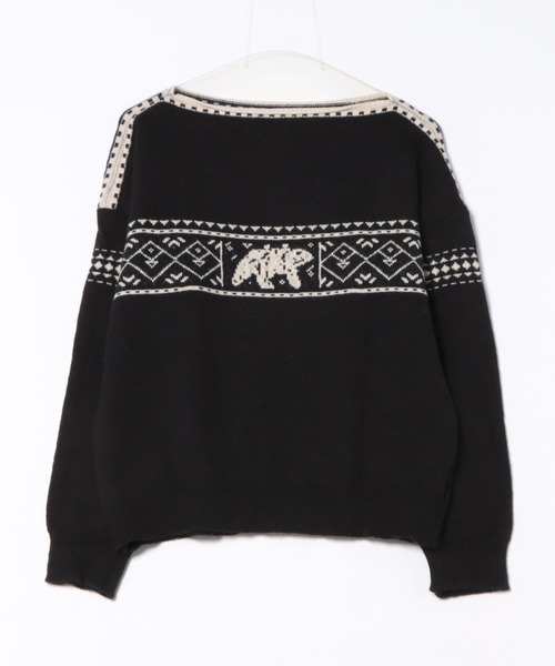 CANVAS+(キャンバスプラス)の「【CANVAS+】ノルディック柄ニットトップス(ニット/セーター・レディース・ブラック/レッド・M)」の7枚目の写真