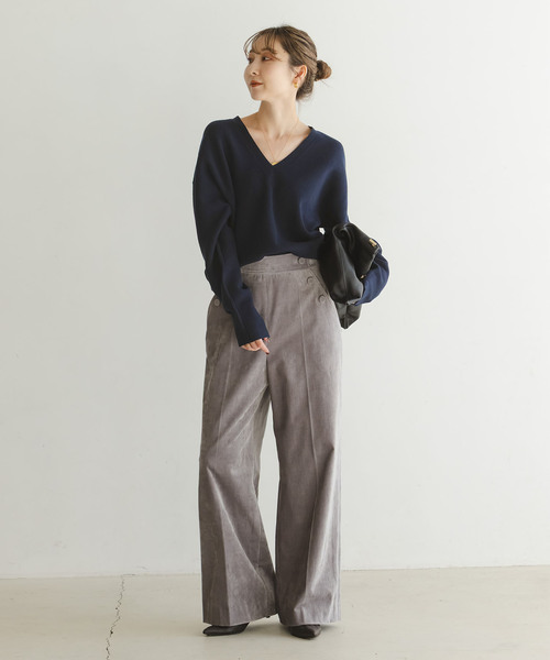 Noble（ノーブル）の「《追加》カシミヤMIXスムースVプルオーバー2（ニット/セーター・レディース・ボルドー/アイボリー/ネイビー・FREE）」の9枚目の写真