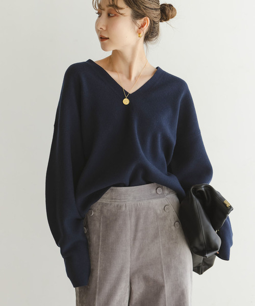 NOBLE カシミヤMIXスムースVプルオーバー2 ナチュラル 追加》カシミヤMIXスムースVプルオーバー2（ニット／セーター）｜NOBLE