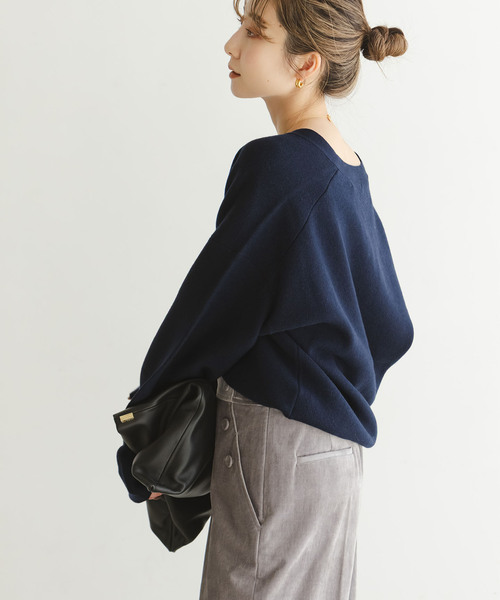 Noble（ノーブル）の「《追加》カシミヤMIXスムースVプルオーバー2（ニット/セーター・レディース・ボルドー/アイボリー/ネイビー・FREE）」の12枚目の写真