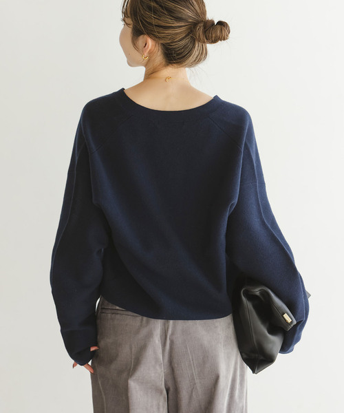 【未着用】Noble カシミヤMix スムースVプルオーバー　ネイビー セール】《追加》カシミヤMIXスムースVプルオーバー2（ニット/セーター