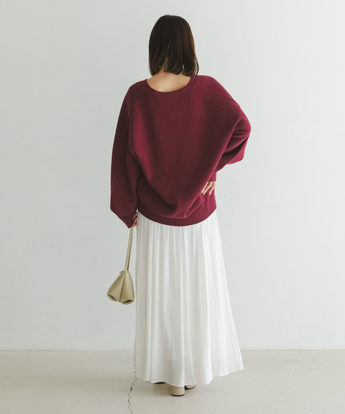 Noble（ノーブル）の「《追加》カシミヤMIXスムースVプルオーバー2（ニット/セーター・レディース・ボルドー/アイボリー/ネイビー・FREE）」の20枚目の写真