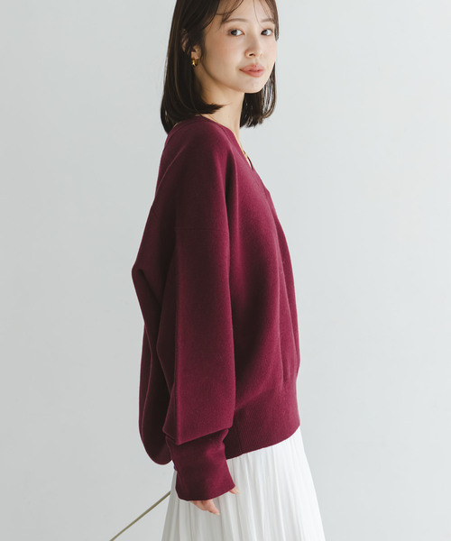 極美品★ノーブル カシミヤ混 ブラウン Ca/W ボリューム袖Vプルオーバー 追加》カシミヤMIXスムースVプルオーバー2 | ノーブル(Noble) | マルイ