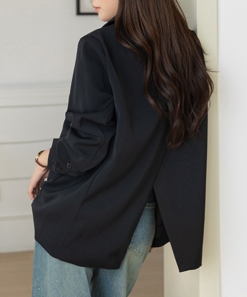 DAY CLOSET（デイ クローゼット）の「後ろ姿もキレイ魅せ。長袖バックスリット ダブルブレスト テーラードジャケット レディース（テーラードジャケット・レディース・ブラウン/アイボリー/ブラック・L/M）」の2枚目の写真