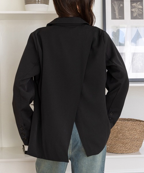 DAY CLOSET（デイ クローゼット）の「後ろ姿もキレイ魅せ。長袖バックスリット ダブルブレスト テーラードジャケット レディース（テーラードジャケット・レディース・ブラウン/アイボリー/ブラック・L/M）」の18枚目の写真