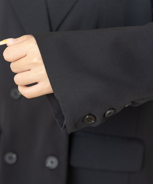 DAY CLOSET（デイ クローゼット）の「後ろ姿もキレイ魅せ。長袖バックスリット ダブルブレスト テーラードジャケット レディース（テーラードジャケット・レディース・ブラウン/アイボリー/ブラック・L/M）」の4枚目の写真