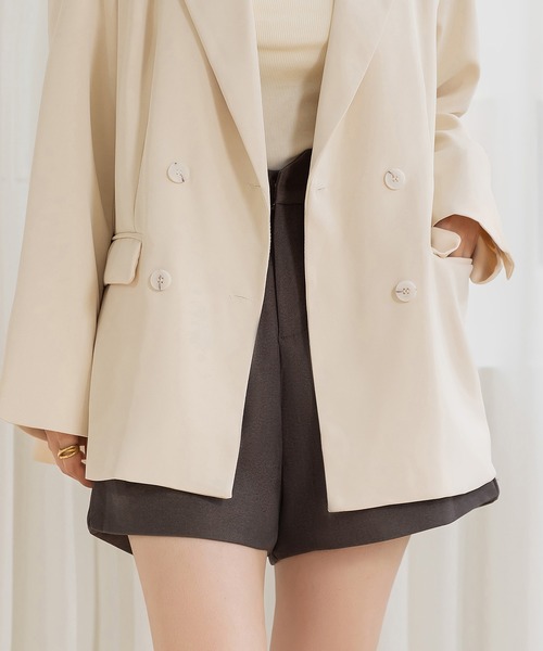 DAY CLOSET（デイ クローゼット）の「後ろ姿もキレイ魅せ。長袖バックスリット ダブルブレスト テーラードジャケット レディース（テーラードジャケット・レディース・ブラウン/アイボリー/ブラック・L/M）」の7枚目の写真