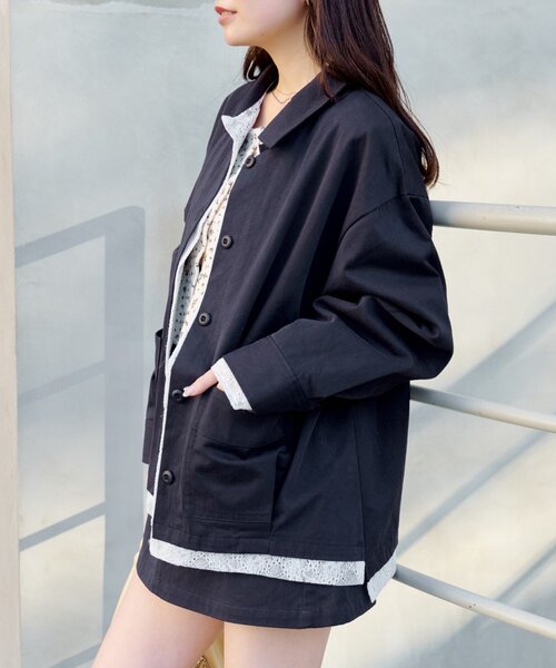 Kastane（カスタネ）の「【SETUP対応】レイヤードミドルシャツジャケット（その他アウター・レディース・ベージュ系その他/ネイビー/ダークブルー/ベージュ・FREE）」の4枚目の写真