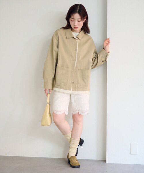 Kastane（カスタネ）の「【SETUP対応】レイヤードミドルシャツジャケット（その他アウター・レディース・ベージュ系その他/ネイビー/ダークブルー/ベージュ・FREE）」の8枚目の写真