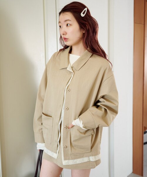 Kastane（カスタネ）の「【SETUP対応】レイヤードミドルシャツジャケット（その他アウター・レディース・ベージュ系その他/ネイビー/ダークブルー/ベージュ・FREE）」の10枚目の写真