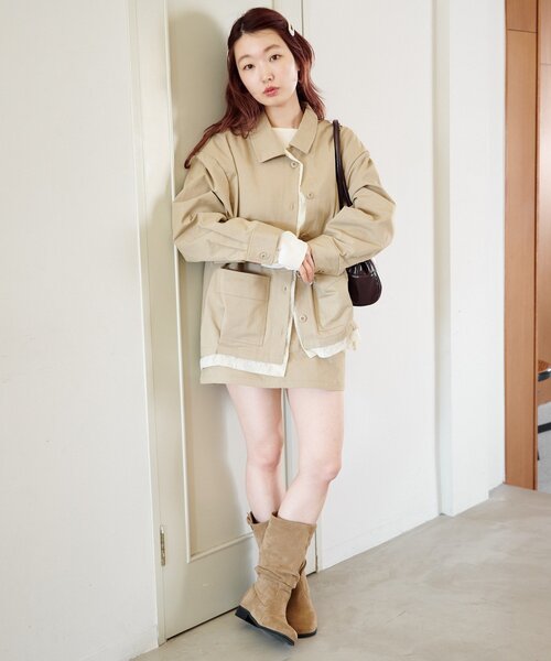 Kastane（カスタネ）の「【SETUP対応】レイヤードミドルシャツジャケット（その他アウター・レディース・ベージュ系その他/ネイビー/ダークブルー/ベージュ・FREE）」の12枚目の写真