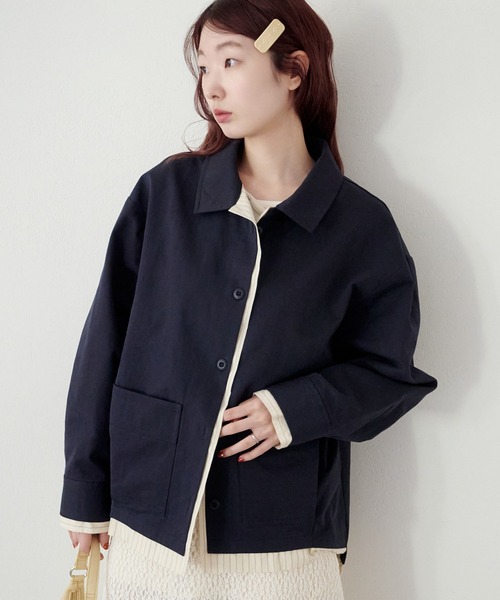 Kastane（カスタネ）の「【SETUP対応】レイヤードミドルシャツジャケット（その他アウター・レディース・ベージュ系その他/ネイビー/ダークブルー/ベージュ・FREE）」の3枚目の写真