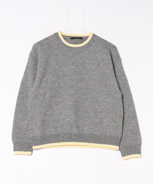Ritzy（リッツィー）の「首＆袖＆裾配色切り替え クルーネックニット（ニット/セーター・レディース・ブルー/イエロー・FREE）」の7枚目の写真