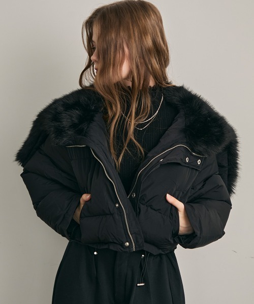 MELLOWNEON クロップドダウンジャケット ブラック MELLOWNEON クロップドダウンジャケット ブラック｜mellowneon