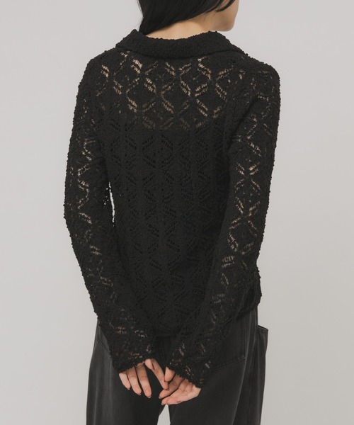 KBF（ケイビーエフ）の「クロシェレースニットシャツ（ニット/セーター・レディース・アイボリー/ブラック/レッド・ONE）」の12枚目の写真