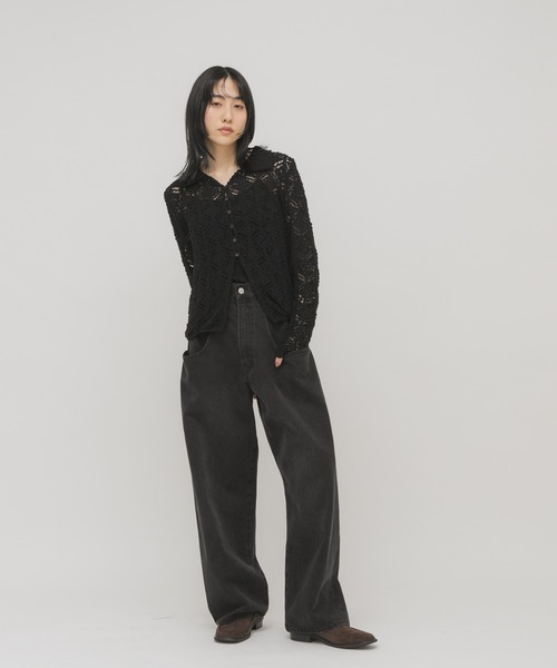 KBF（ケイビーエフ）の「クロシェレースニットシャツ（ニット/セーター・レディース・アイボリー/ブラック/レッド・ONE）」の14枚目の写真