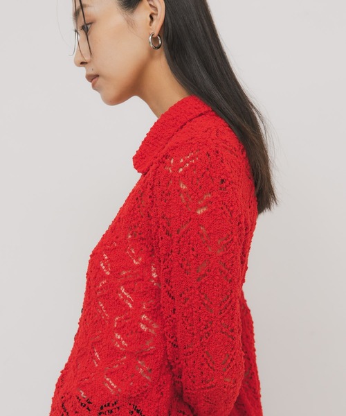 KBF（ケイビーエフ）の「クロシェレースニットシャツ（ニット/セーター・レディース・アイボリー/ブラック/レッド・ONE）」の19枚目の写真