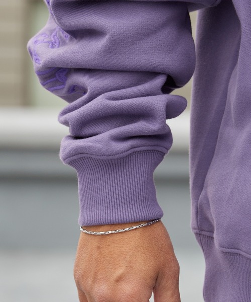 PLEASURES（プレジャー）の「PLEASURES/プレジャーズ SCRAWL HOODIE ヘビーウェイト プルオーバーパーカー 2026年春夏（パーカー・メンズ・パープル・XL/M/L）」の7枚目の写真