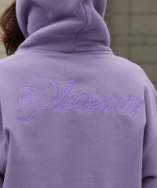 PLEASURES（プレジャー）の「PLEASURES/プレジャーズ SCRAWL HOODIE ヘビーウェイト プルオーバーパーカー 2026年春夏（パーカー・メンズ・パープル・XL/M/L）」の10枚目の写真