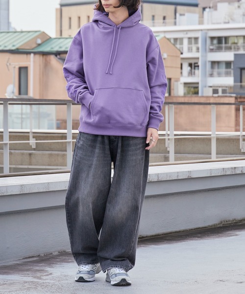 PLEASURES（プレジャー）の「PLEASURES/プレジャーズ SCRAWL HOODIE ヘビーウェイト プルオーバーパーカー 2026年春夏（パーカー・メンズ・パープル・XL/M/L）」の15枚目の写真