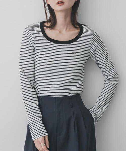 SENSE OF PLACE by URBAN RESEARCH(センスオブプレイスバイアーバンリサーチ)の「ラウンドネックリブTシャツ(Tシャツ/カットソー・レディース・チャコールグレー/ベージュ/ネイビー/ホワイト系その他・ONE)」の2枚目の写真
