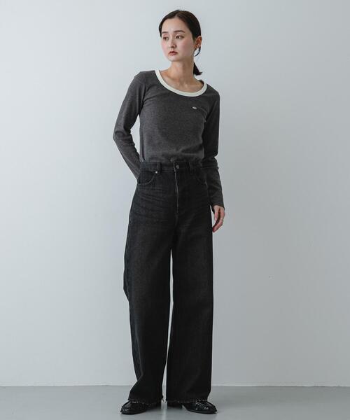 SENSE OF PLACE by URBAN RESEARCH(センスオブプレイスバイアーバンリサーチ)の「ラウンドネックリブTシャツ(Tシャツ/カットソー・レディース・チャコールグレー/ベージュ/ネイビー/ホワイト系その他・ONE)」の6枚目の写真