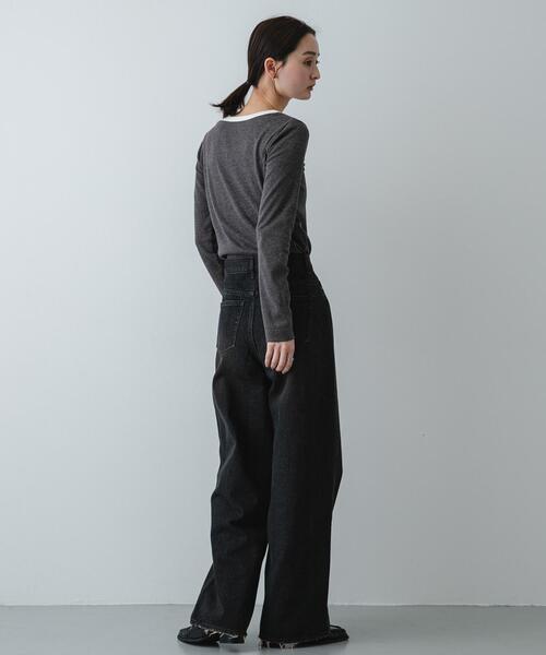 SENSE OF PLACE by URBAN RESEARCH(センスオブプレイスバイアーバンリサーチ)の「ラウンドネックリブTシャツ(Tシャツ/カットソー・レディース・チャコールグレー/ベージュ/ネイビー/ホワイト系その他・ONE)」の7枚目の写真