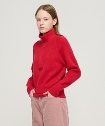 ROIDESROIS（ロワデロワ）の「ラグランハーフジップカラーリブニット（レッド）（ニット/セーター）」