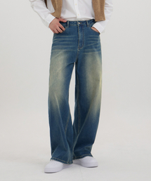 ACSHI（アクシ）の「モーションバルーンフィットワイドストレッチデニムパンツユニセックス（中青ティン）（デニムパンツ）」