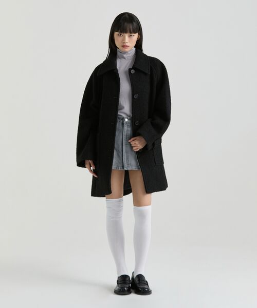 MUSINSA STANDARD WOMAN（ムシンサスタンダードウーマン）の「ウィメンズウールブレンドブークルバルマカンハーフコート[ブラック]（チェスターコート・レディース・その他・LARGE/MEDIUM/SMALL/X-SMALL）」の3枚目の写真