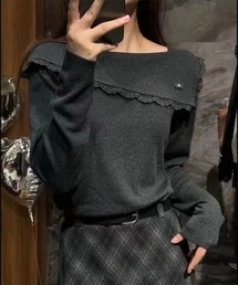 STAY MOTION | 【WEB限定】レース付きオフショルダーニット［韓国ファッション カジュアル］≪新作≫(ニット/セーター)