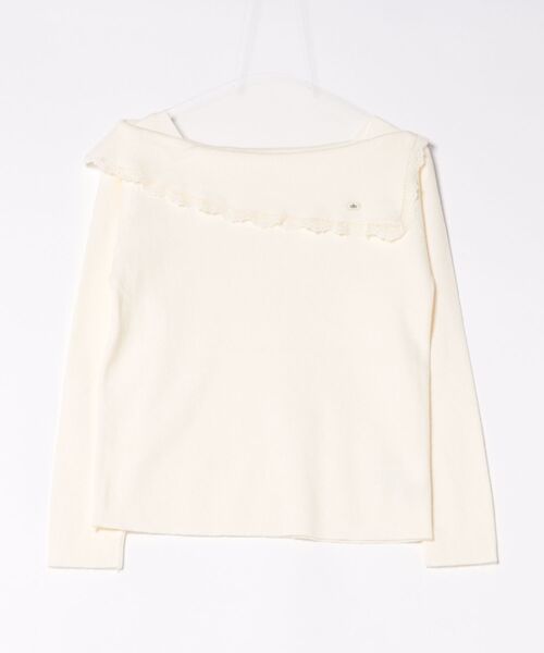 STAY MOTION（ステイモーション）の「【WEB限定】レース付きオフショルダーニット［韓国ファッション カジュアル］≪新作≫（ニット/セーター・レディース・オフホワイト/グレー・F）」の6枚目の写真