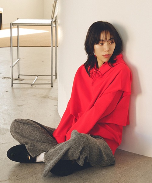 studio CLIP（スタディオクリップ）の「【daily CLIP】ビックフーディーSET（パーカー・レディース・レッド/グレー/ネイビー・FREE）」の14枚目の写真