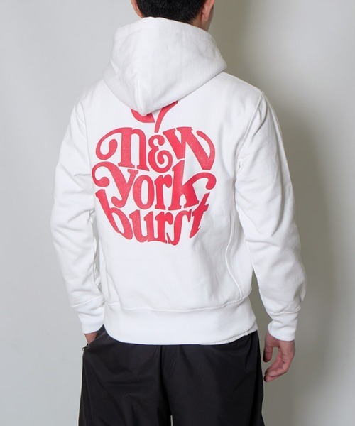 NEW YORK BURST(ニューヨークバースト)の「APPLE ZIP HOODIE(パーカー・メンズ・ブラック/ホワイト・S/M/L/XL)」の1枚目の写真