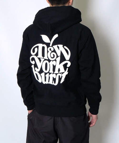 NEW YORK BURST(ニューヨークバースト)の「APPLE ZIP HOODIE(パーカー・メンズ・ブラック/ホワイト・S/M/L/XL)」の2枚目の写真