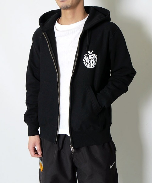 NEW YORK BURST(ニューヨークバースト)の「APPLE ZIP HOODIE(パーカー・メンズ・ブラック/ホワイト・S/M/L/XL)」の6枚目の写真