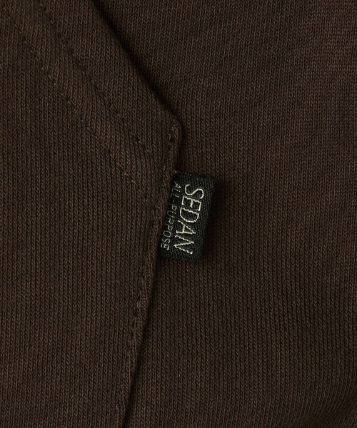 SEDAN ALL-PURPOSE(セダンオールパーパス)の「SEDAN ALL-PURPOSE | カレッジロゴ刺繍 ダブルジップ フーディ MEN(パーカー・メンズ・ライトブルー/ダークブラウン・L/M/XL)」の9枚目の写真