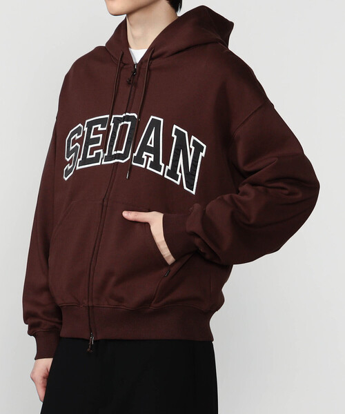 SEDAN ALL-PURPOSE ジップパーカー L ネイビー 刺繍ロゴ SEDAN ALL-PURPOSE（セダンオールパーパス）の「SEDAN ALL-PURPOSE