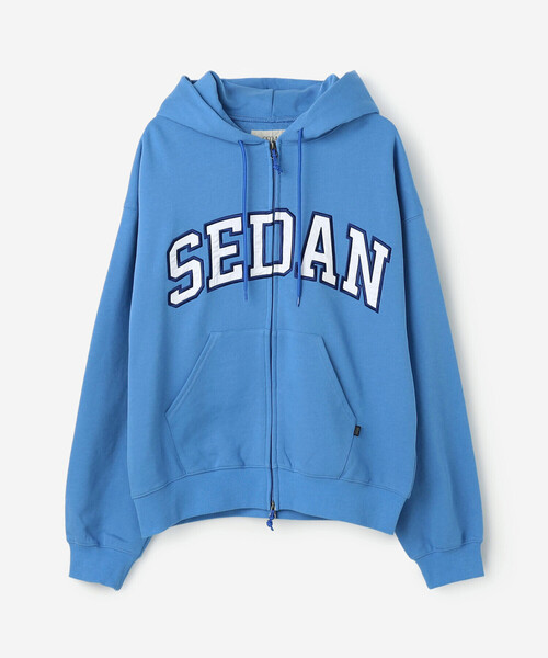 SEDAN ALL-PURPOSE | カレッジロゴ刺繍 ダブルジップ フーディ MEN