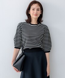 クリアストレッチビジューレーン6分袖 ニット