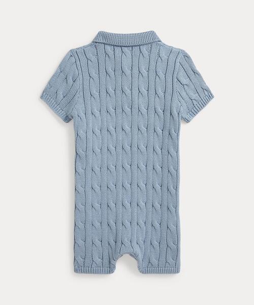 POLO RALPH LAUREN CHILDRENSWEAR(ポロ ラルフ ローレン チルドレンズウェア)の「ケーブルニット コットン ポロ ショートオール(その他ベビーウェア・キッズ・ブルー・12M/9M)」の2枚目の写真