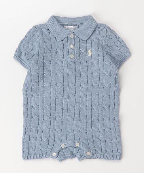 POLO RALPH LAUREN CHILDRENSWEAR(ポロ ラルフ ローレン チルドレンズウェア)の「ケーブルニット コットン ポロ ショートオール(その他ベビーウェア・キッズ・ブルー・12M/9M)」の4枚目の写真