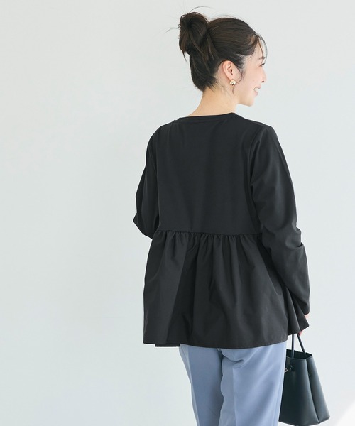 coca(coca)(コカ)の「異素材切り替え長袖Tシャツ(Tシャツ/カットソー・レディース・ブラック/ホワイト・L/M/S)」の5枚目の写真